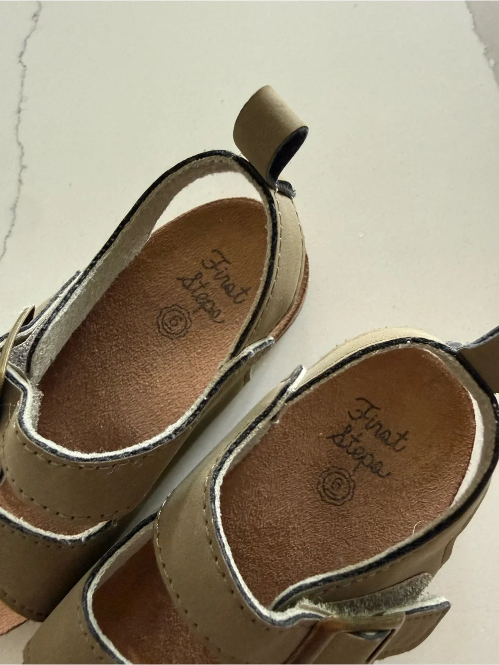 First Steps by Stepping Stones Olive Buckle Sandals – Baby/Infant Size 6